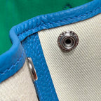 HM Garden Party 30cm Bag Blue Togo Cream Canvas