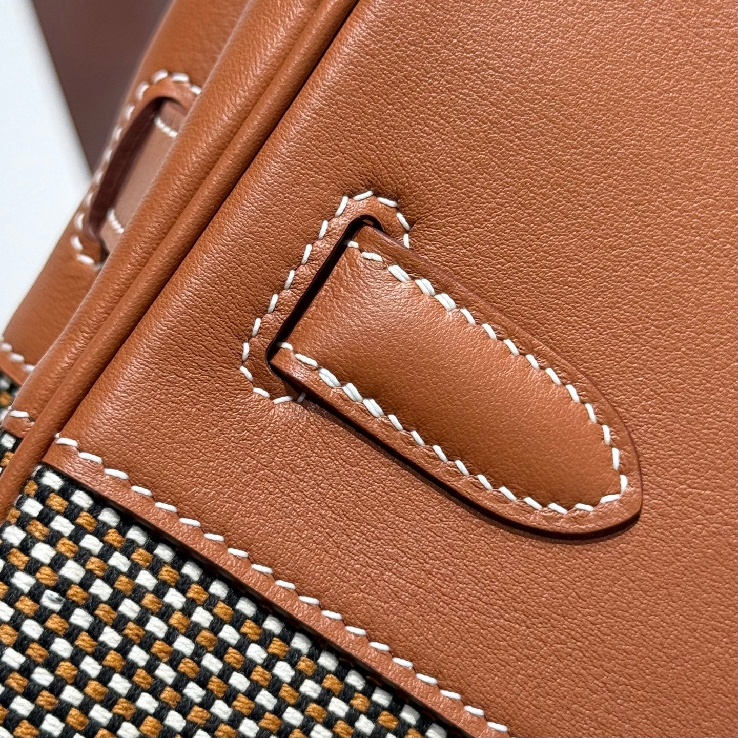 HM Birkin 30cm Golden Brown Swift Cowhide With Waffe Brown Canvas Fabric Ghw 249972