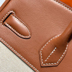 HM Birkin 30cm Golden Brown Swift Cowhide With Beige Canvas Fabric Ghw 249976