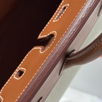 HM Birkin 25cm Golden Brown Swift Cowhide With Beige Canvas Fabric Shw 249989