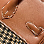 HM Birkin 25cm Golden Brown Swift Cowhide With Waffe Brown Canvas Fabric Shw 249988