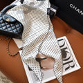 CC Scarf 110 CM In White Black Polka Dot Silk 348706