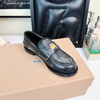 Miu Loafers Black Gray Calfskin