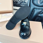 Miu Loafers Glossy Black Calfskin