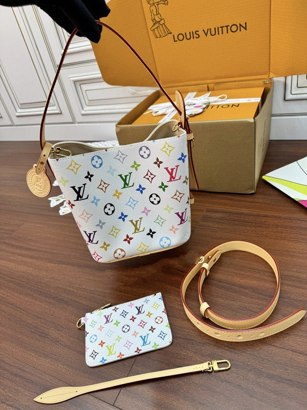 LV Bucket Bag 16cm White Multicolore Monogram Canvas 330426
