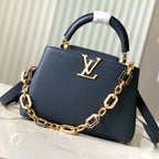 CAPUCINES BB 27CM DARK BLUE TAURILLON LEATHER