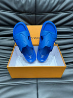 LV OASIS MULE IN COBALT BLUE CALFSKIN