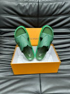 LV OASIS MULE IN SEA GREEN CALFSKIN
