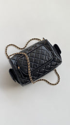 CC 2025 Multi-Pockets Camera Case Bag Black Calfskin