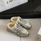 Dior 25 Chrono Sneakers Silver Cream Mesh Calfskin 531392