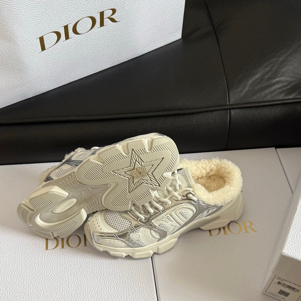 Dior 25 Chrono Sneakers White Silver Mesh Calfskin 531393