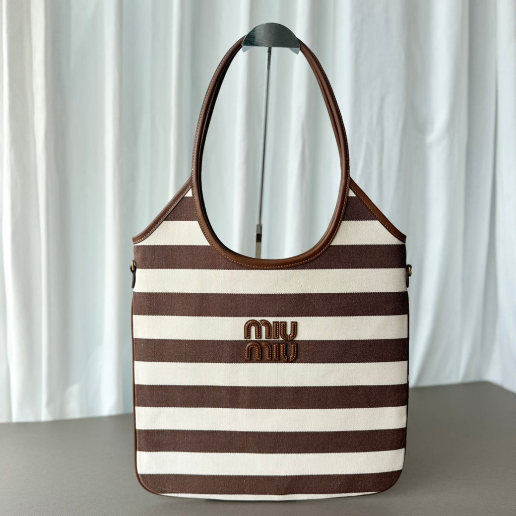 Miumiu Isetan tote hobo bag striped canvas