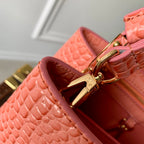 CAPUCINES BB 27 PINK ORANGE TAURILLON GOLD HARDWARE