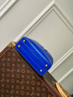 CAPUCINES MINI 21 COBALT BLUE CROCODILE EMBOSSED CALFSKIN GOLD HARDWARE