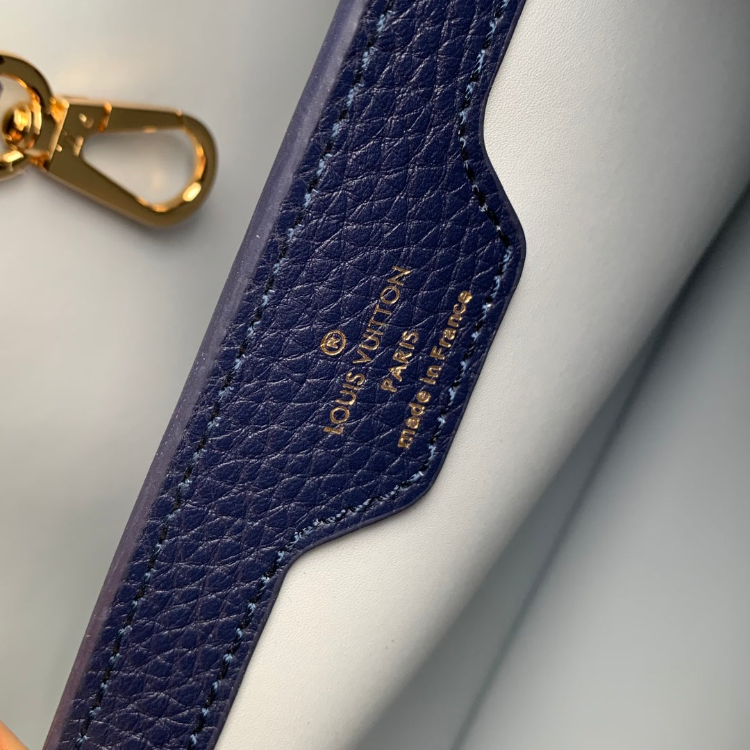 CAPUCINES BB 27 DARK BLUE TAURILLON MOP GOLD HARDWARE