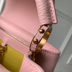 CAPUCINES BB 27 PINK TAURILLON TURQUOISE MOP GOLD HARDWARE