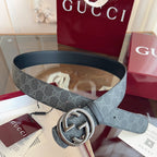 Gucci Supreme Belt Blunt Copper Buckle 40mm Slate Gray Leather Canvas
