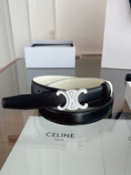 CL White 25mm Triomphe Enamel Black White Cowhide 615279