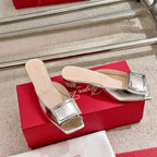 Viv Retro Modern Mules Silver Cowhide Leather 261719