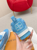 LV Skate Sneakers Blue Metallic and Perforated Calf Leather 528546