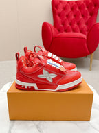 LV Skate Sneakers Orange Metallic and Perforated Calf Leather 528547