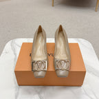 LV Madeleine High Heels Fuchsia Beige Leather 528578