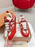 LV Trainer Sneaker Red White Cowhide and Mesh 528556