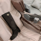 KNEE BOOTS WITH TRIANGLE LOGO IN BLACK SUEDE