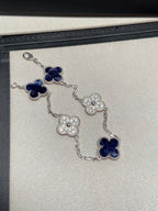 VCA Clover Blue 5 Motifs Sliver Bracelet