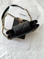 24c cc hobo bag 20cm black lambskin gold hardware