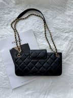 24c cc baguette bag black lambskin gold hardware