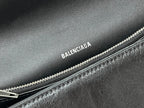 CRUSH SHOULDER BAG 31 IN BLACK CRUSHED CALFSKIN LEATHER STRAP SILVER HARDWARE