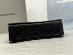 CRUSH SHOULDER BAG 25 IN BLACK CRUSHED CALFSKIN LEATHER STRAP SILVER HARDWARE