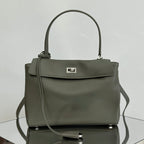 RODEO SMALL BAG 29 IN KHAKI GREEN SMOOTH CALFSKIN SILVER HARDWARE