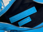 LE CAGOLE SMALL SHOULDER BAG 26 WITH RHINESTONES IN DODPER BLUE LAMBSKIN