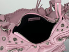 LE CAGOLE SMALL SHOULDER BAG 26 WITH RHINESTONES IN CREPE PINK LAMBSKIN