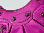LE CAGOLE SMALL SHOULDER BAG 26 WITH RHINESTONES IN DEEP PINK CROCODILE EMBOSSED CALFSKIN