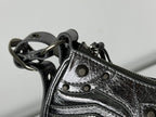 LE CAGOLE SMALL SHOULDER BAG 26 WITH RHINESTONES IN SILVER METALLIC ARENA LAMBSKIN