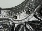 LE CAGOLE SMALL SHOULDER BAG 26 WITH RHINESTONES IN SILVER METALLIC ARENA LAMBSKIN
