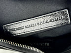 LE CAGOLE SMALL SHOULDER BAG 26 WITH RHINESTONES IN BLACK ARENA LAMBSKIN SILVER HARDWARE