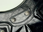 LE CAGOLE SMALL SHOULDER BAG 26 WITH RHINESTONES IN BLACK ARENA LAMBSKIN SILVER HARDWARE