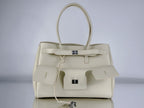 BEL AIR CARRY ALL BAG 29 IN WHITE NAPPA LAMBSKIN SILVER HARDWARE