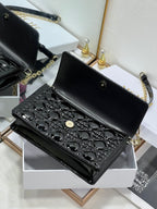 MY CD 24 TOP HANDLE BAG BLACK PATENT LAMBSKIN