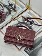 MY CD 24 TOP HANDLE BAG BURGUNDY LAMBSKIN