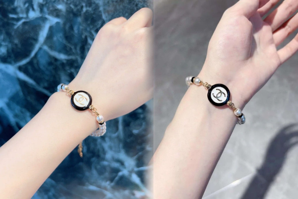 CLASSIC CC PEARL CHAIN WITH    PEARLS BLACK RESIN