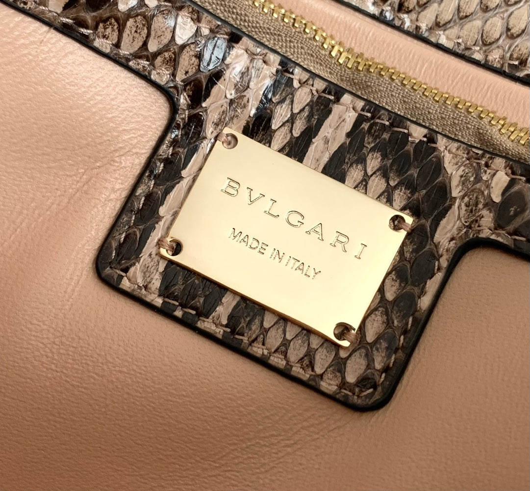 HANDBAG 25 IN GREY SHINY PYTHON LEATHER