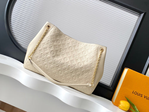 Anytime 42cm Tote Bag Cream Gold Empreinte leather 250725