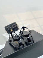 SL Cassandra Flat Sandals Black Patent Leather