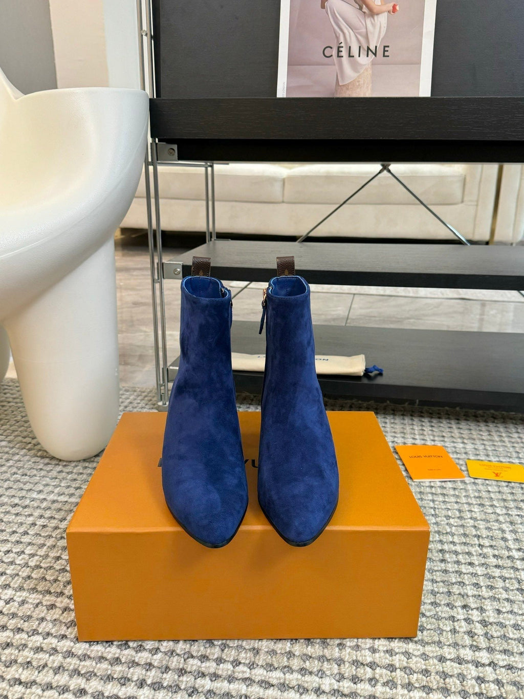 LV Ankle Boots 60mm Classic Blue Suede