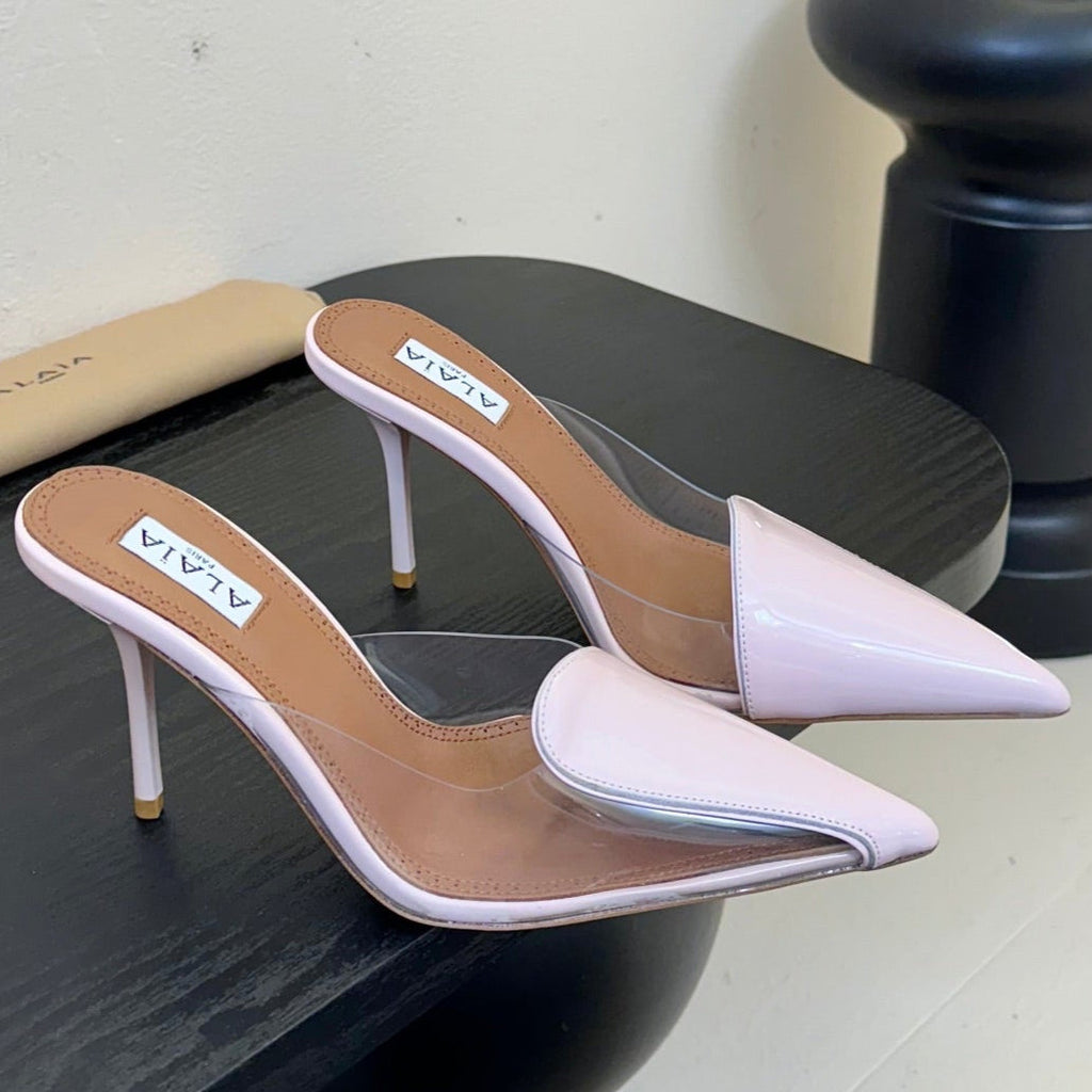 Alaia 25 Coeur Abstrait Mules Pink Lambskin 297036